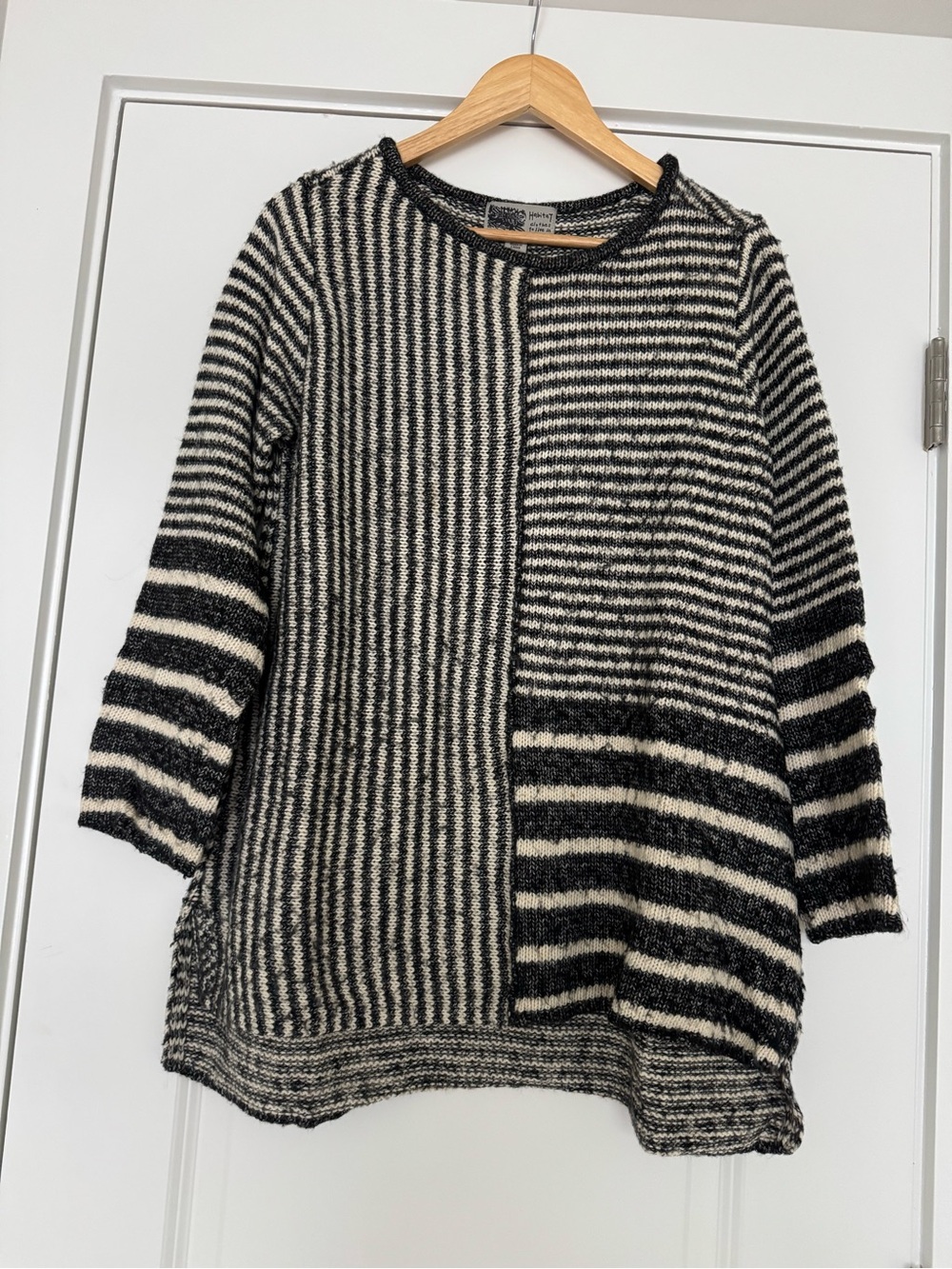 Habitat Black and Cream Striped Knit Sweater